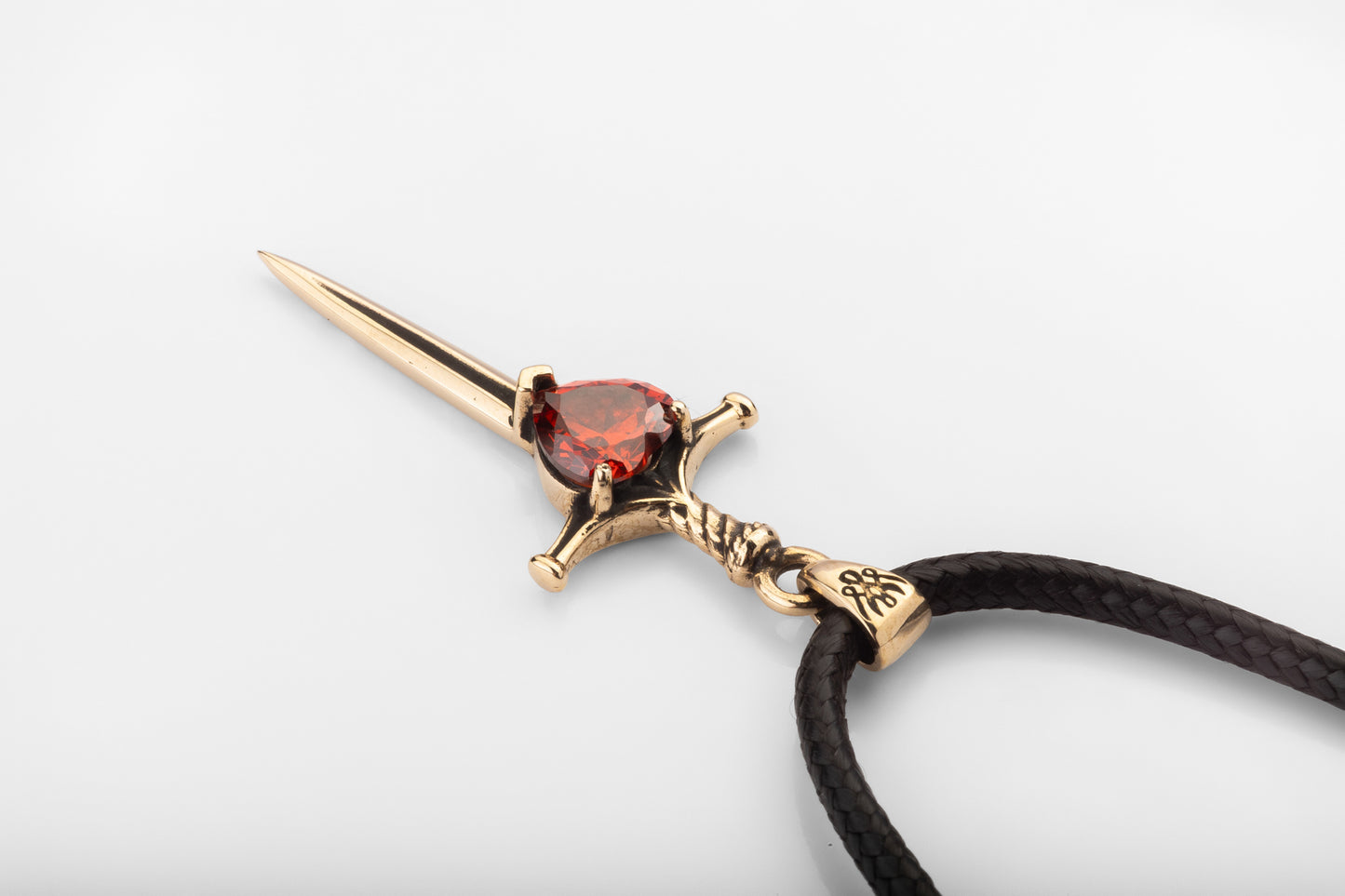 vkngjewelry Pendant Handcrafted Brass Dagger Pendant with Cubic Zirconia