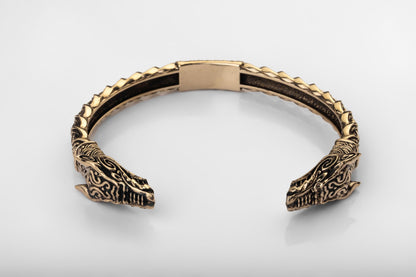 vkngjewelry Bracelet Handcrafted Brass Nordic Fenrir Arm Ring