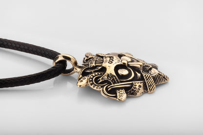 vkngjewelry Pendant Handcrafted Brass Odin Mask Pendant