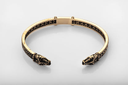 vkngjewelry Bracelet Handcrafted Brass Viking Arm Ring Nordic Snake Cuff Bracelet