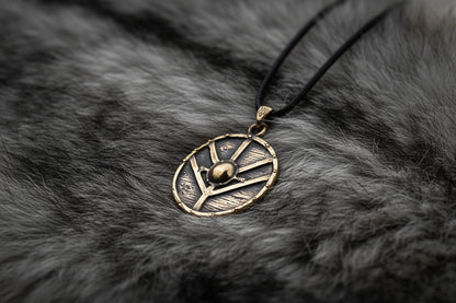 vkngjewelry Pendant Handcrafted Brass Viking Warrior Shield Pendant
