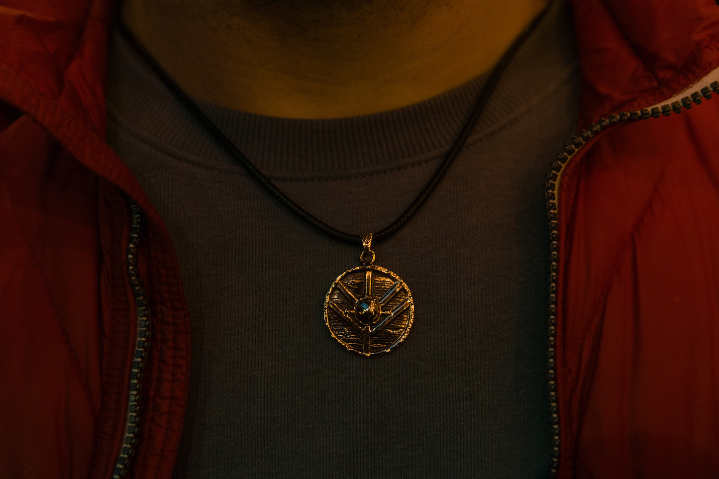 vkngjewelry Pendant Handcrafted Brass Viking Warrior Shield Pendant