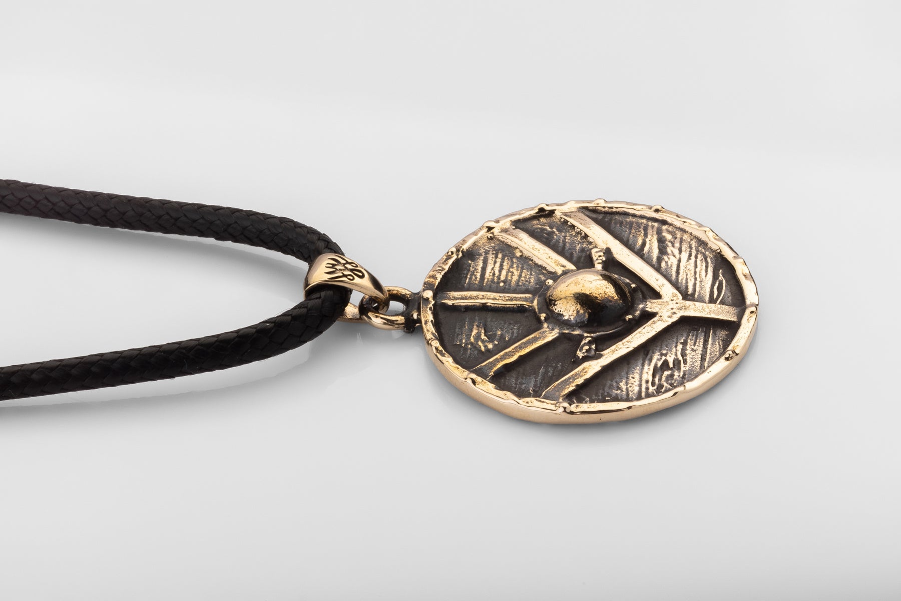 vkngjewelry Pendant Handcrafted Brass Viking Warrior Shield Pendant