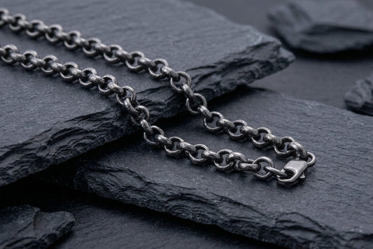 vkngjewelry Chain Handcrafted Chain Rolo 925 Silver Ruthenium plated