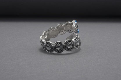 vkngjewelry Ring Handcrafted Double-Headed Snake Silver Ring, Norse Serpent Band