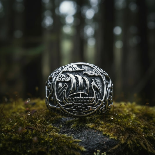 vkngjewelry Ring Handcrafted Drakkar Urnes Style Sterling Silver