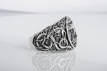 vkngjewelry Ring Handcrafted Drakkar Urnes Style Sterling Silver