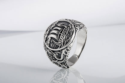 vkngjewelry Ring Handcrafted Drakkar Urnes Style Sterling Silver
