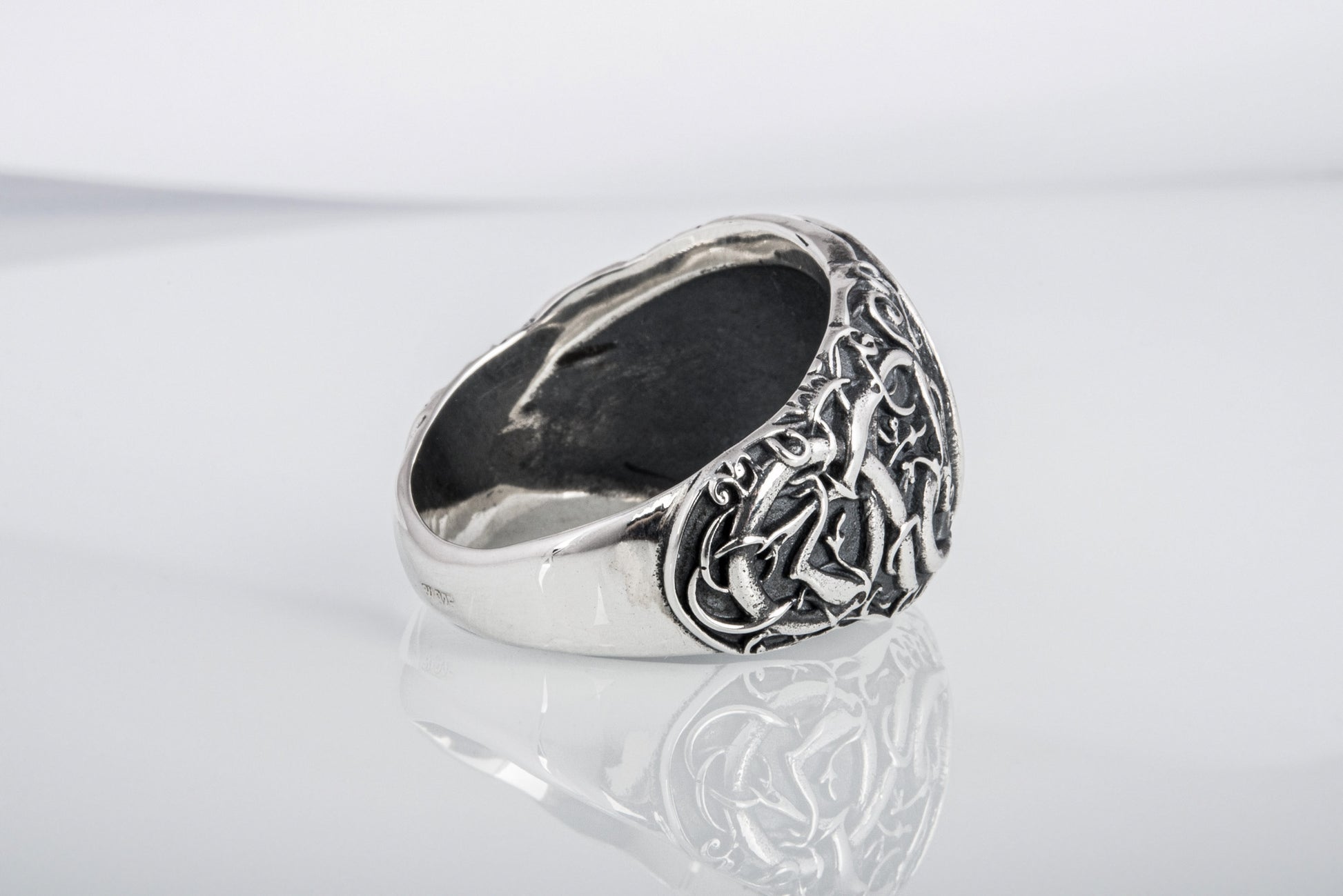 vkngjewelry Ring Handcrafted Drakkar Urnes Style Sterling Silver