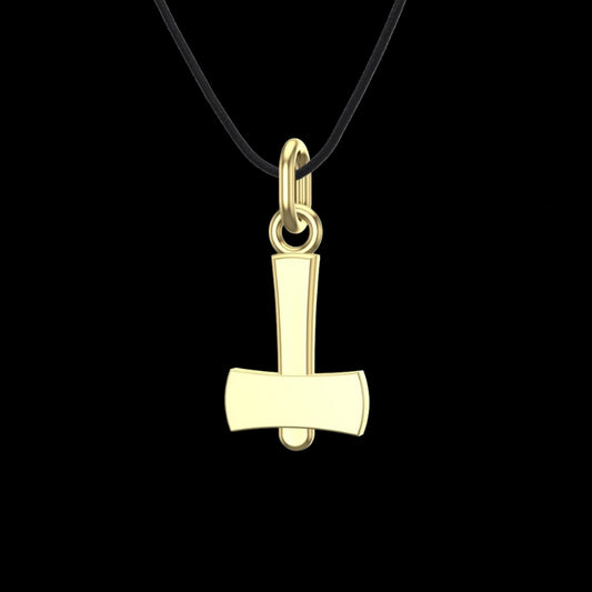 vkngjewelry pendentif Handcrafted Gold Thor's Hammer Smooth Pendant V2