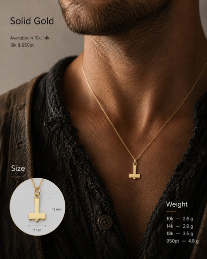 vkngjewelry Pendant Handcrafted Gold Thor's Hammer Smooth Pendant V2