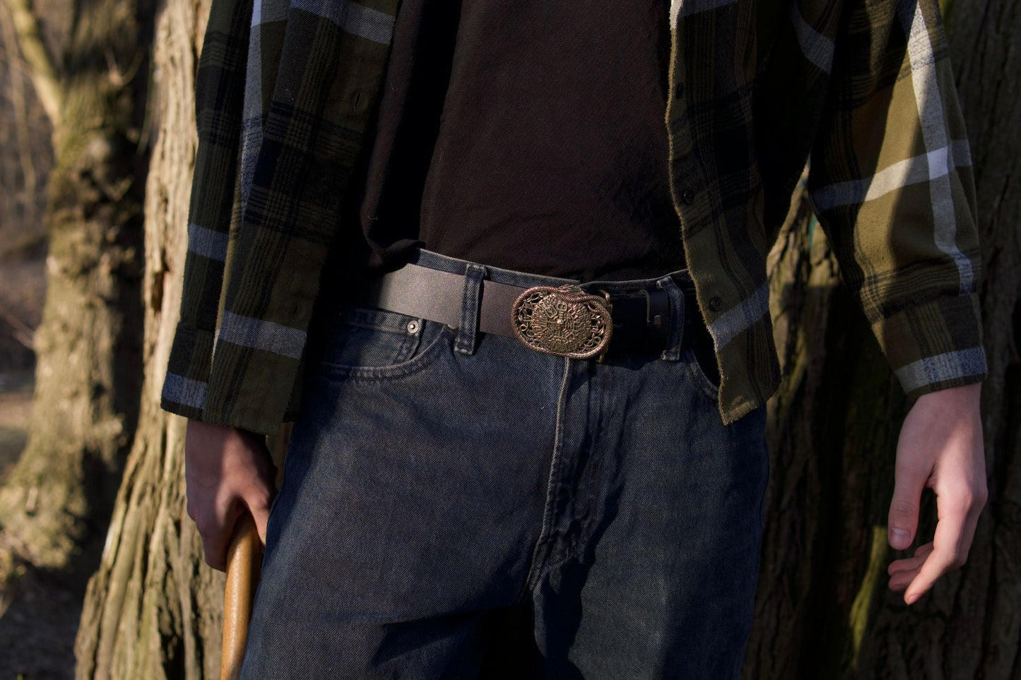 vkngjewelry Belt Handcrafted Helm of Awe Runic Brass Belt Buckle