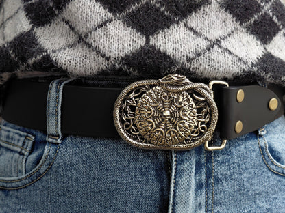 vkngjewelry Belt Handcrafted Helm of Awe Runic Brass Belt Buckle