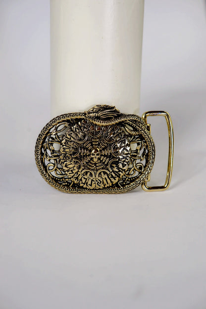 vkngjewelry Handcrafted Helm of Awe Runic Brass Belt Buckle
