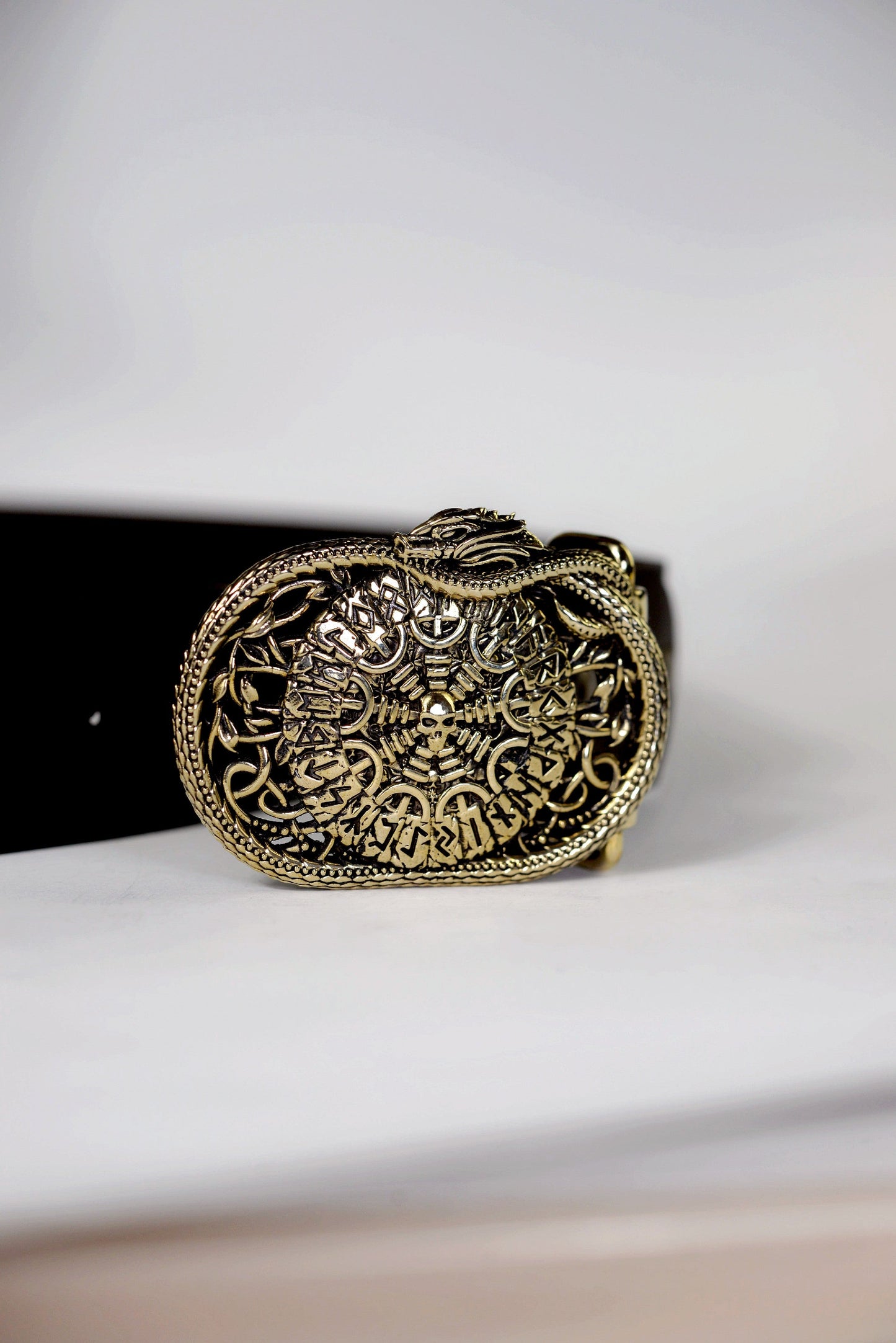 vkngjewelry Handcrafted Helm of Awe Runic Brass Belt Buckle