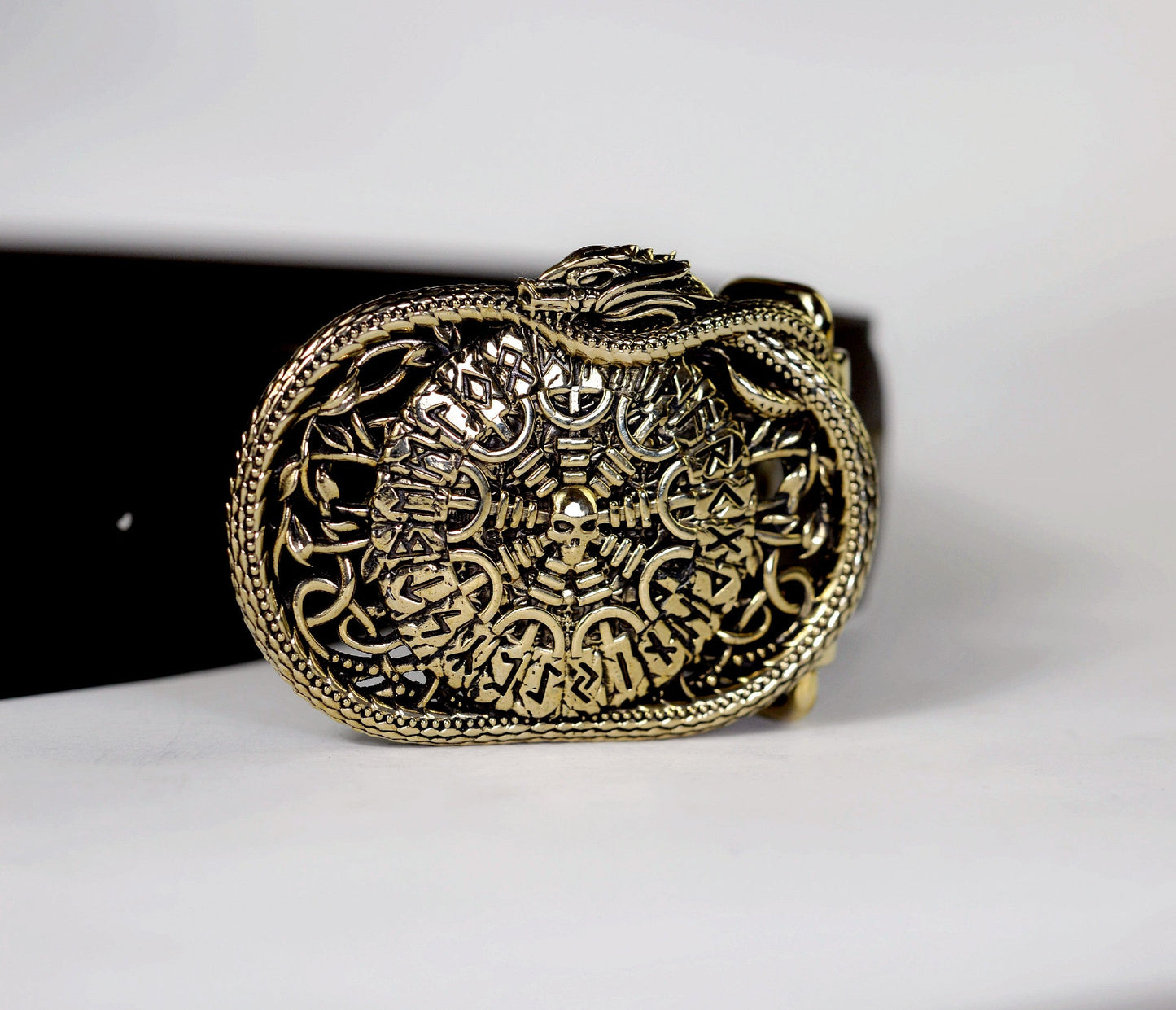 vkngjewelry Handcrafted Helm of Awe Runic Brass Belt Buckle