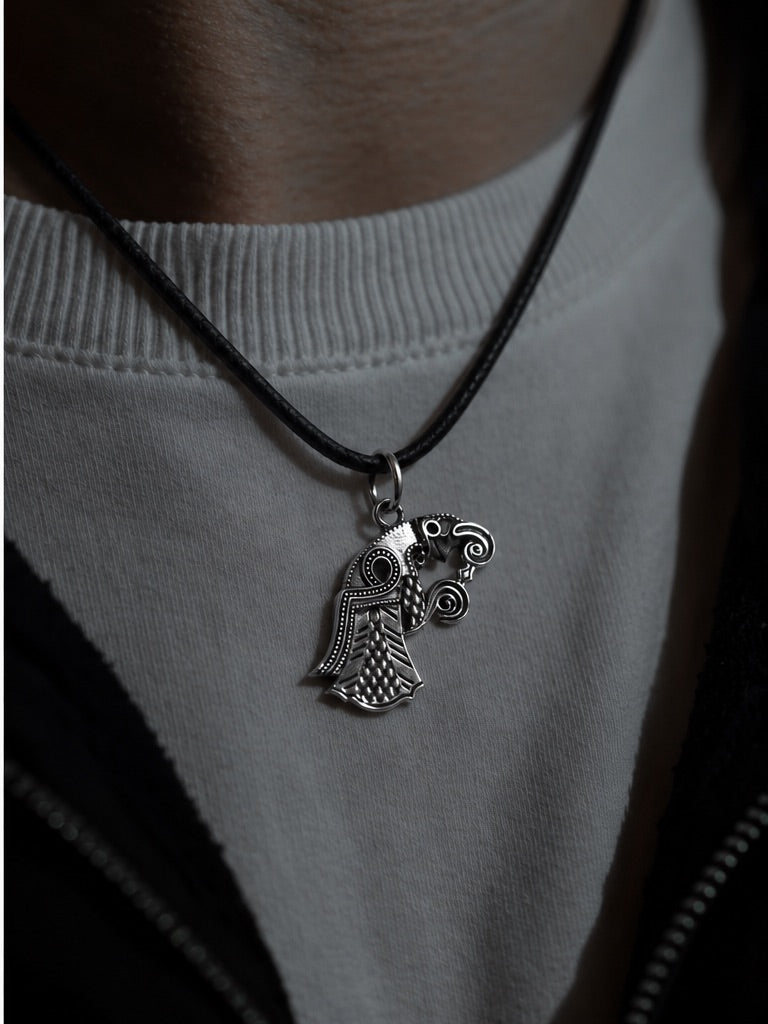 vkngjewelry Pendant Handcrafted Raven Pendant Inspired by the Vendel Period