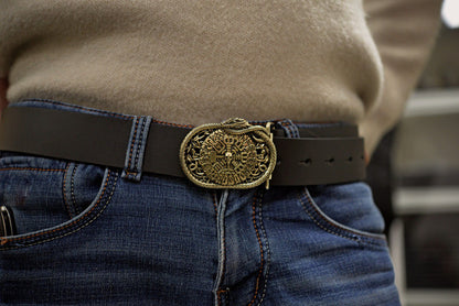vkngjewelry Belt Handcrafted Serpent’s Compass Belt Buckle