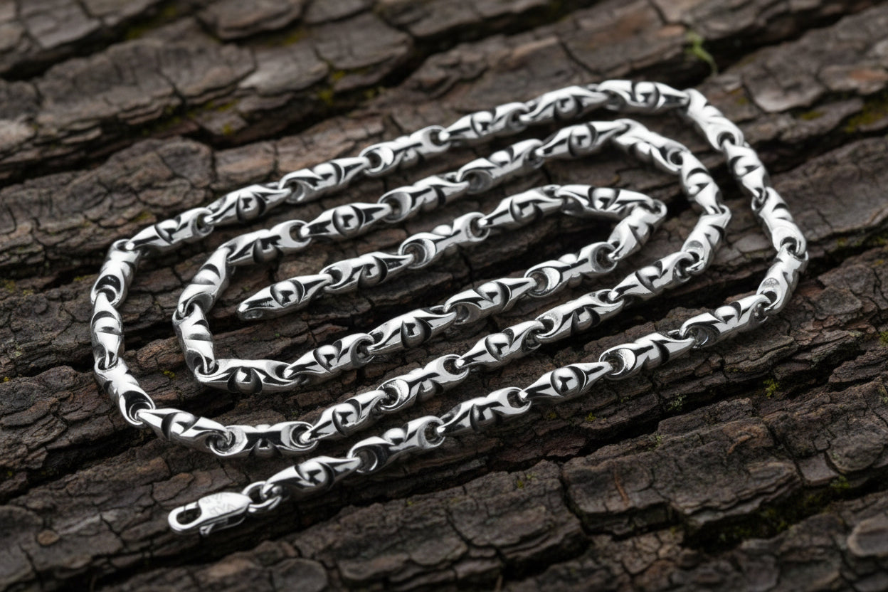 vkngjewelry Pendant 925 Sterling Silver Men’s Bullet Link Chain