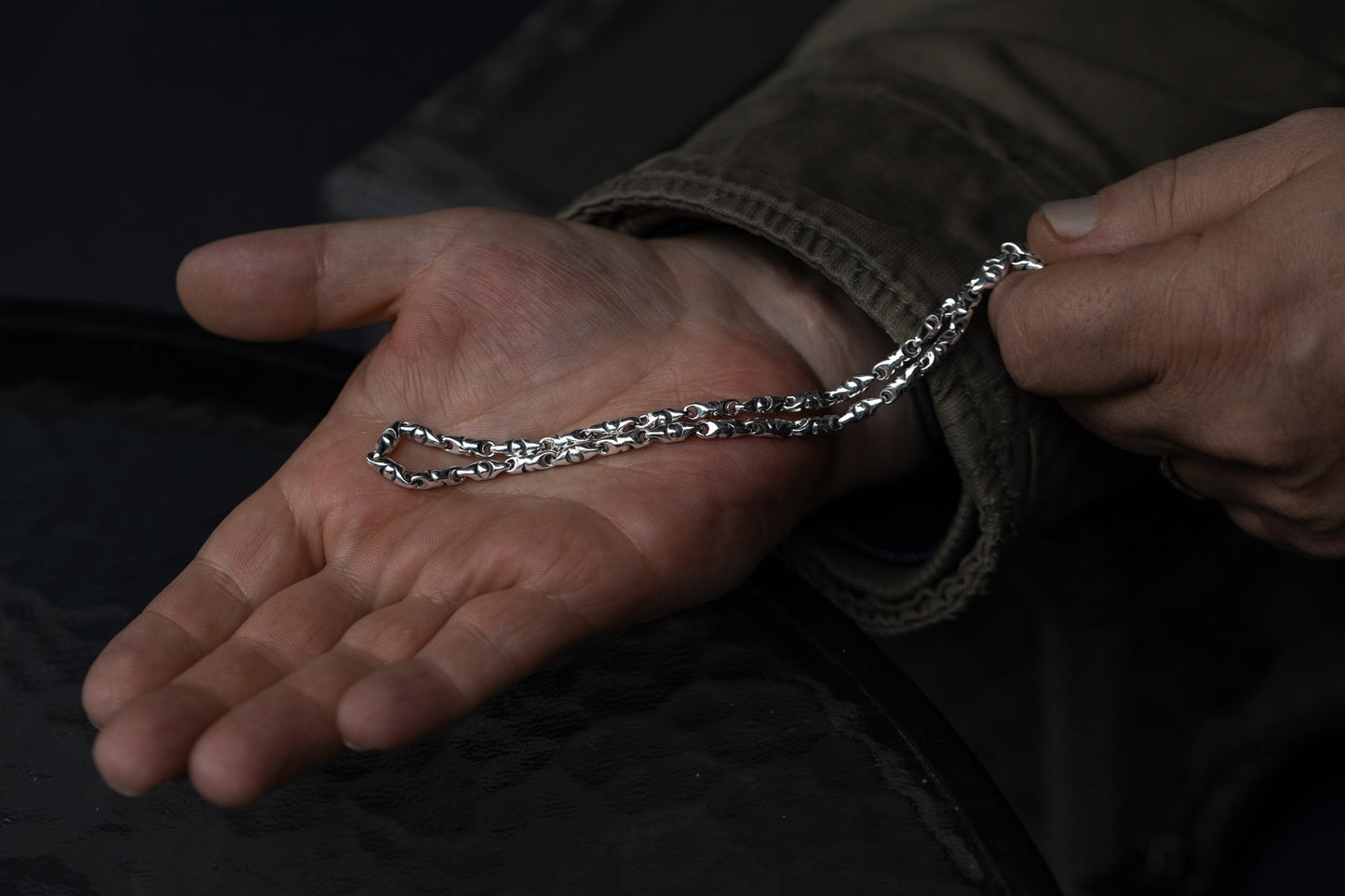 vkngjewelry Pendant 925 Sterling Silver Men’s Bullet Link Chain