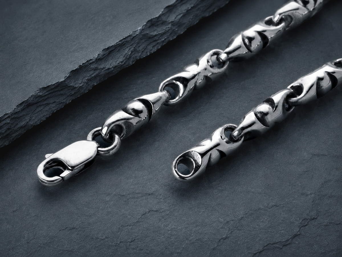 vkngjewelry Chain 925 Sterling Silver Men’s Bullet Link Chain