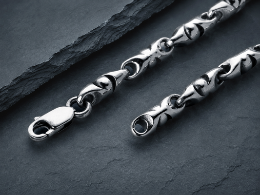 vkngjewelry Chain 925 Sterling Silver Men’s Bullet Link Chain