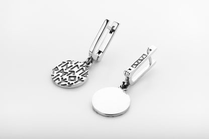 vkngjewelry Earrings Handcrafted Silver Rune Drop Earrings