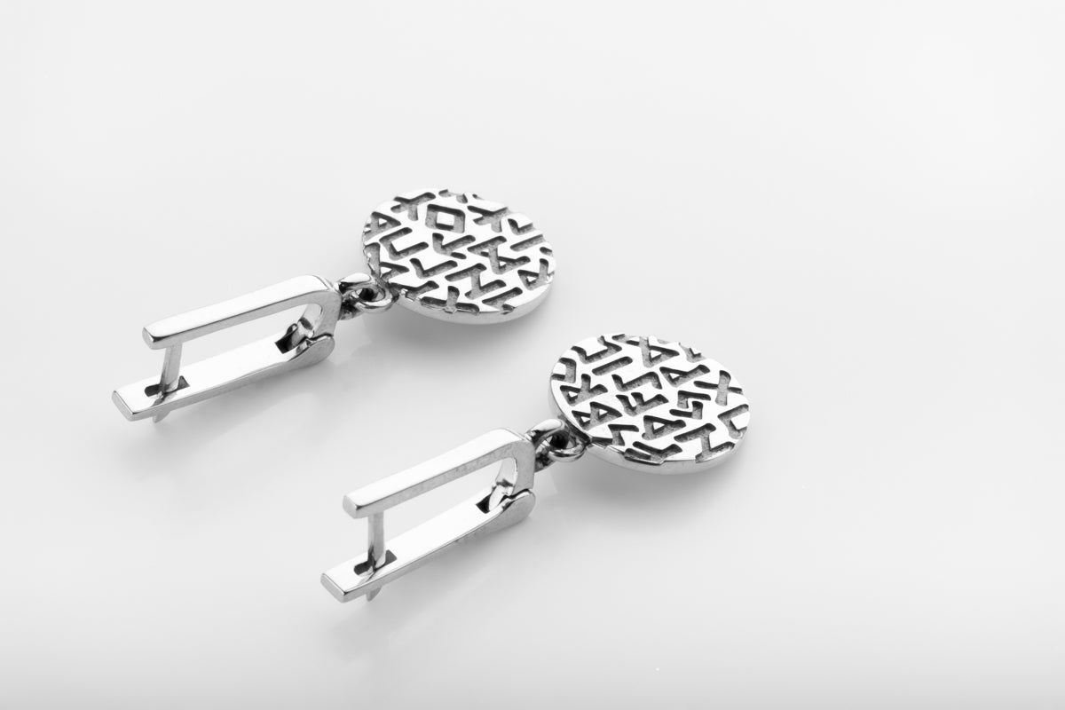 vkngjewelry Earrings Handcrafted Silver Rune Drop Earrings