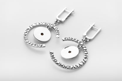 vkngjewelry Earrings Handcrafted Silver Rune Earrings with Vegvisir Symbol