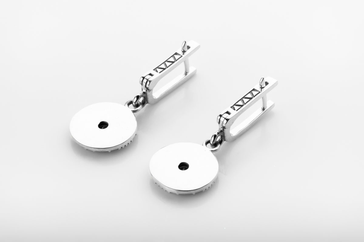 vkngjewelry Earrings Handcrafted Silver Runes with Vegvisir Drop Earrings