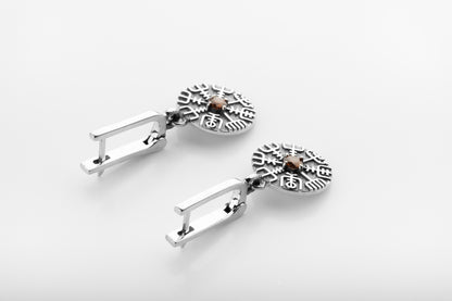 vkngjewelry Earrings Handcrafted Silver Runes with Vegvisir Drop Earrings