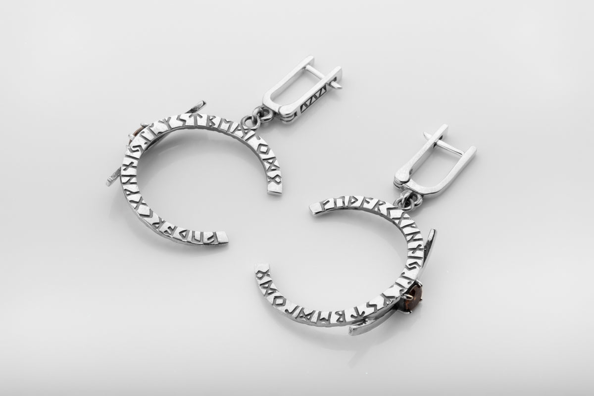 vkngjewelry Earrings Handcrafted Silver Viking Crescent Earrings
