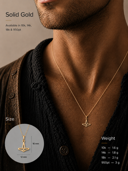 vkngjewelry Pendant Handcrafted Slim Thor's Hammer Gold Pendant