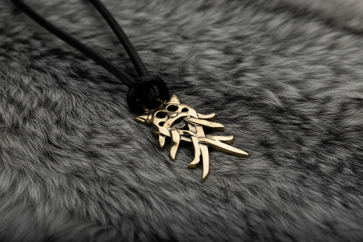 vkngjewelry Pendant Handcrafted Solid Brass Pagan Mask Necklace