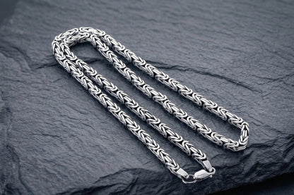 vkngjewelry Chain Handcrafted Square Viking Chain Sterling Silver Norse Jewelry with lobster claw closing