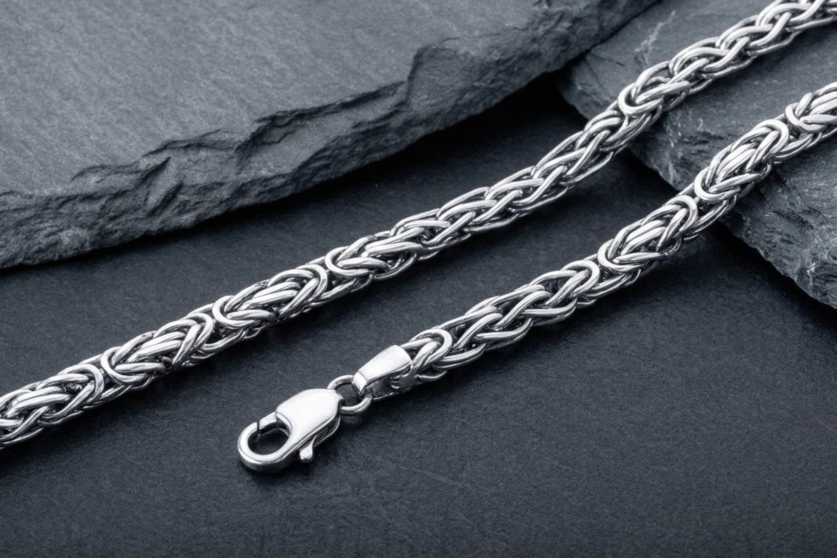vkngjewelry Chain Handcrafted Square Viking Chain Sterling Silver Norse Jewelry with lobster claw closing