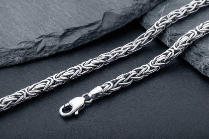 vkngjewelry Chain Handcrafted Square Viking Chain Sterling Silver Norse Jewelry with lobster claw closing