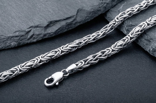 vkngjewelry Chain Handcrafted Square Viking Chain Sterling Silver Norse Jewelry with lobster claw closing