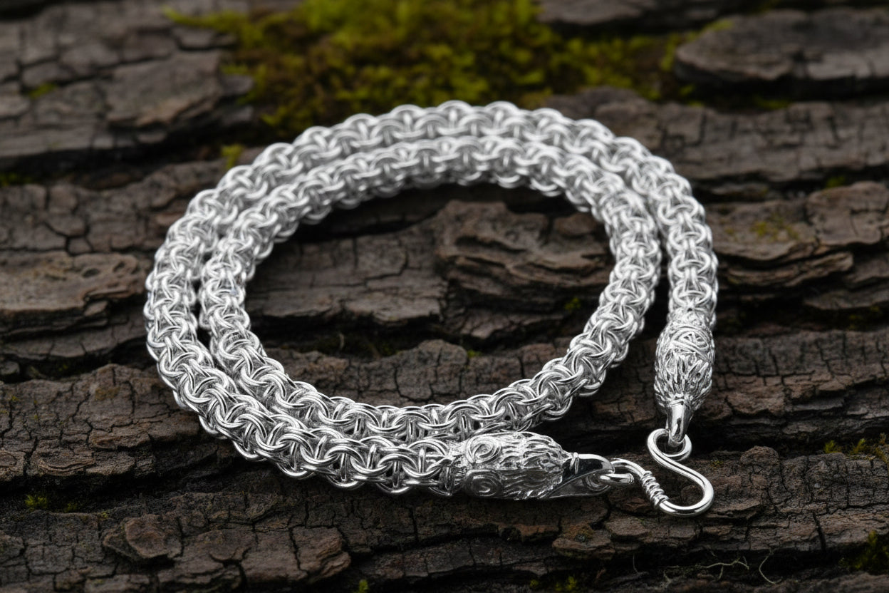 vkngjewelry Pendant 925 Sterling Silver Celtic Knot Box Chain with Eagle Head Clasp