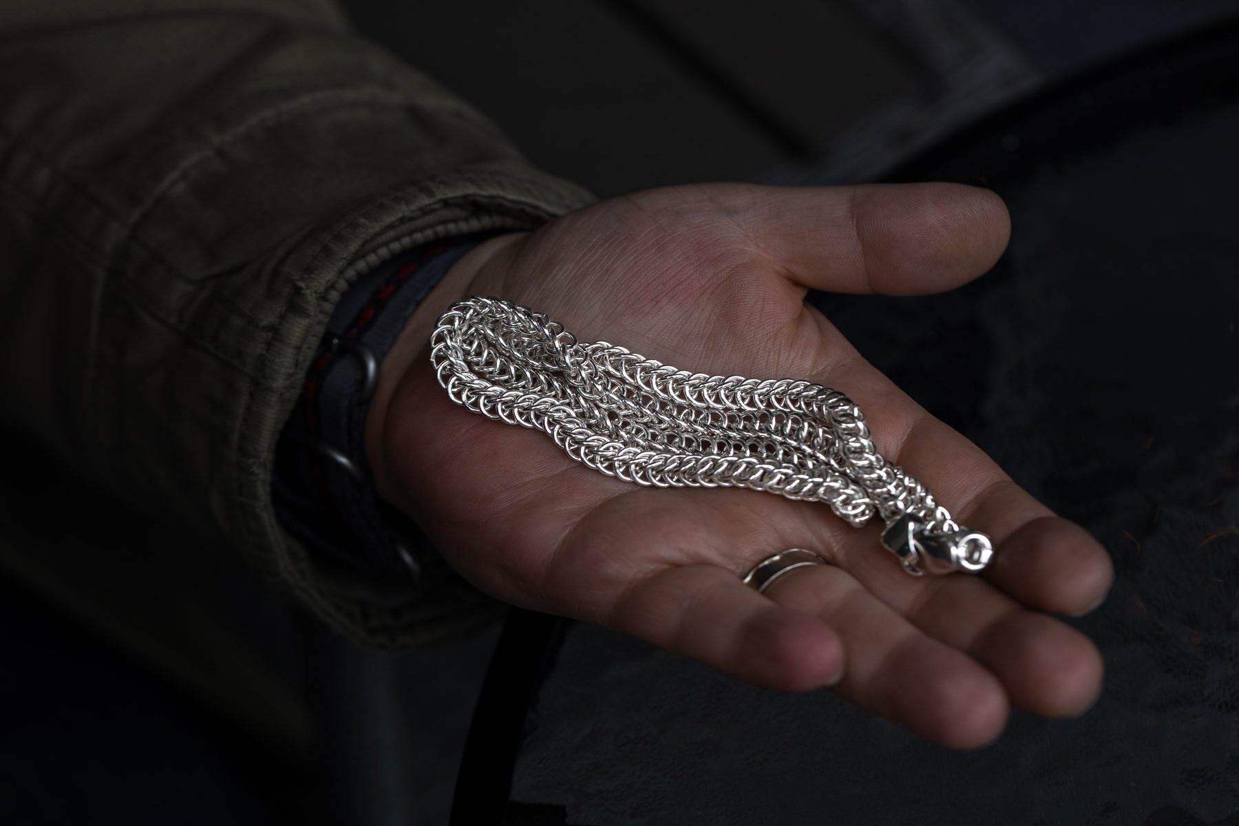 vkngjewelry Pendant Men's Solid Silver Byzantine Necklace with Lobster Clasp