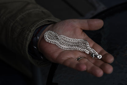 vkngjewelry Pendant Men's Solid Silver Byzantine Necklace with Lobster Clasp