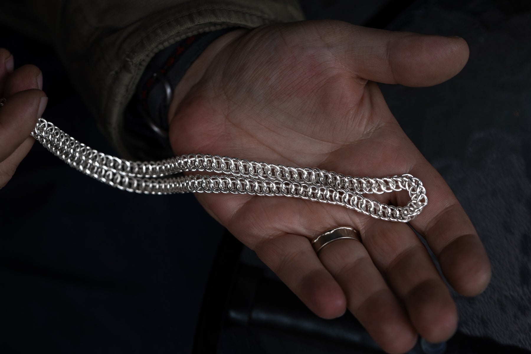 vkngjewelry Pendant Men's Solid Silver Byzantine Necklace with Lobster Clasp