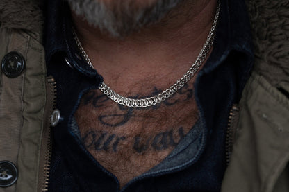 vkngjewelry Pendant Men's Solid Silver Byzantine Necklace with Lobster Clasp