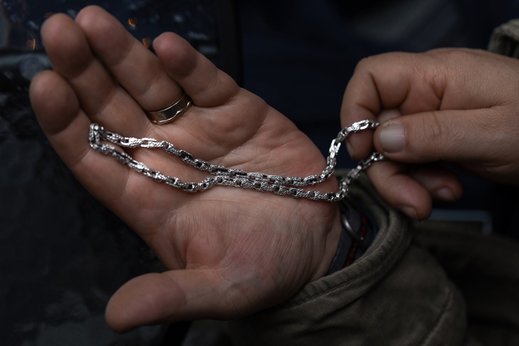 vkngjewelry Pendant Celtic Knot Sterling Silver Men's Chain, Viking Link Necklace