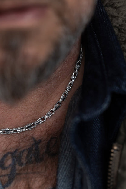 vkngjewelry Pendant Celtic Knot Sterling Silver Men's Chain, Viking Link Necklace