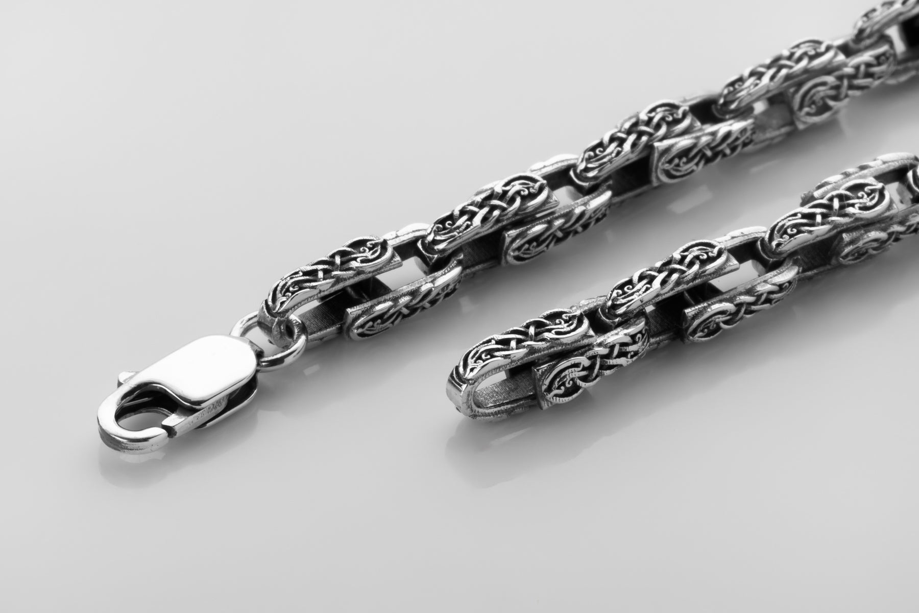 vkngjewelry Pendant Celtic Knot Sterling Silver Men's Chain, Viking Link Necklace