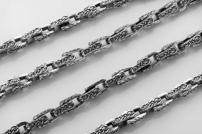 vkngjewelry Pendant Celtic Knot Sterling Silver Men's Chain, Viking Link Necklace