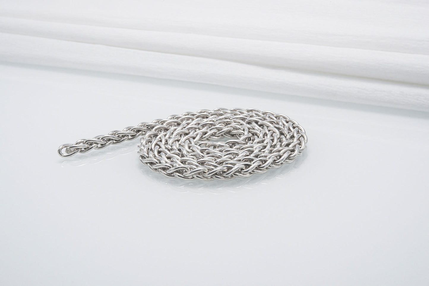 vkngjewelry Chain Handcrafted Sterling Silver Viking Chain with Wolf Tips