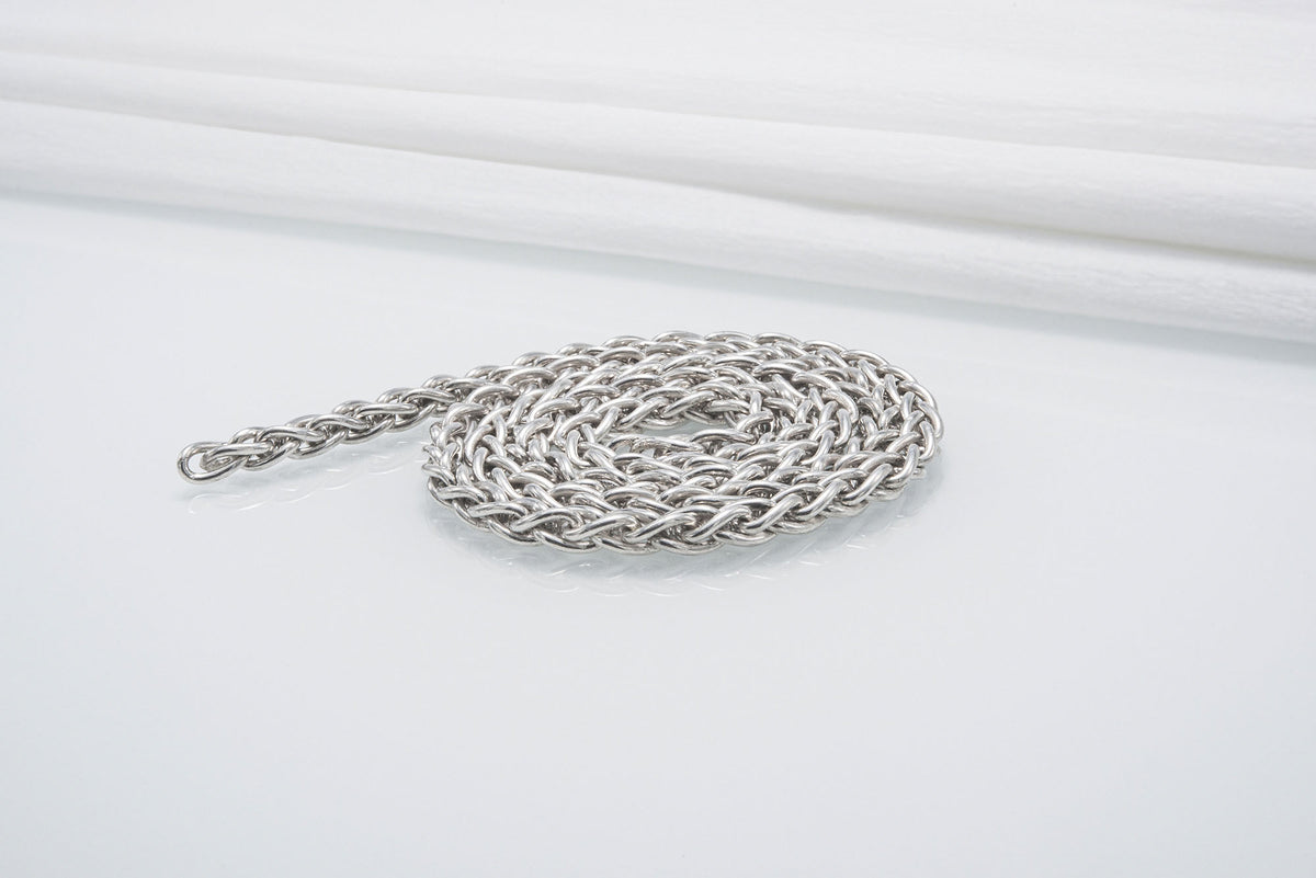 vkngjewelry Chain Handcrafted Sterling Silver Viking Chain with Wolf Tips