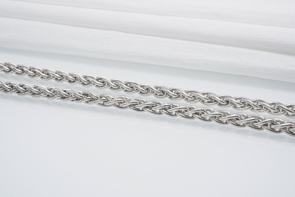 vkngjewelry Chain Handcrafted Sterling Silver Viking Chain with Wolf Tips